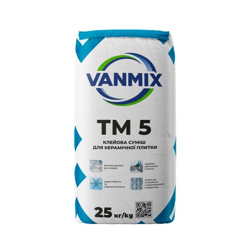 Клейова суміш для керамічної плитки ТМ 5 Vanmix